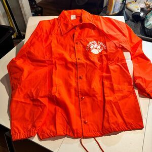 Vintage Clemson Tigers Coach Jacket Small Orange Nylon Button Up Windbreaker
